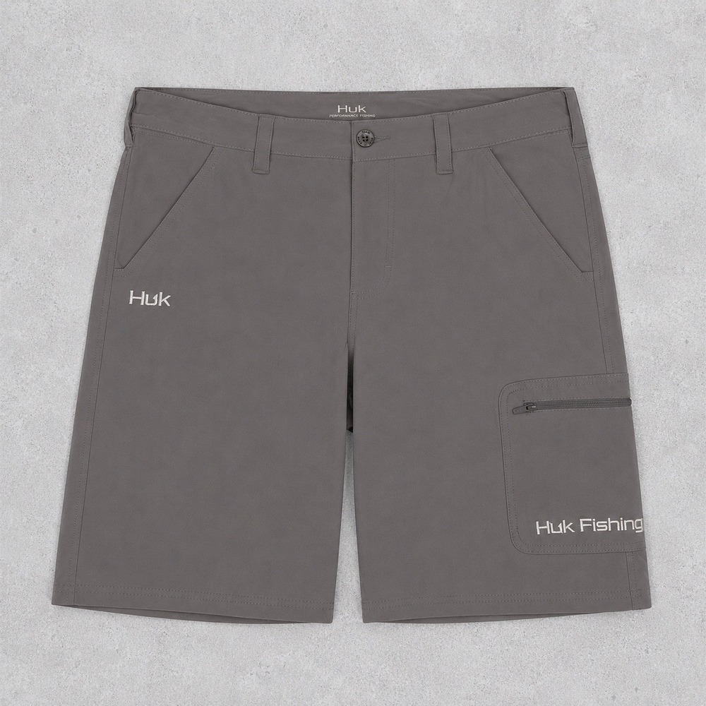 HUK Gray Fishing Shorts Mens L Outdoor Performance Cargo Hybrid Shorts